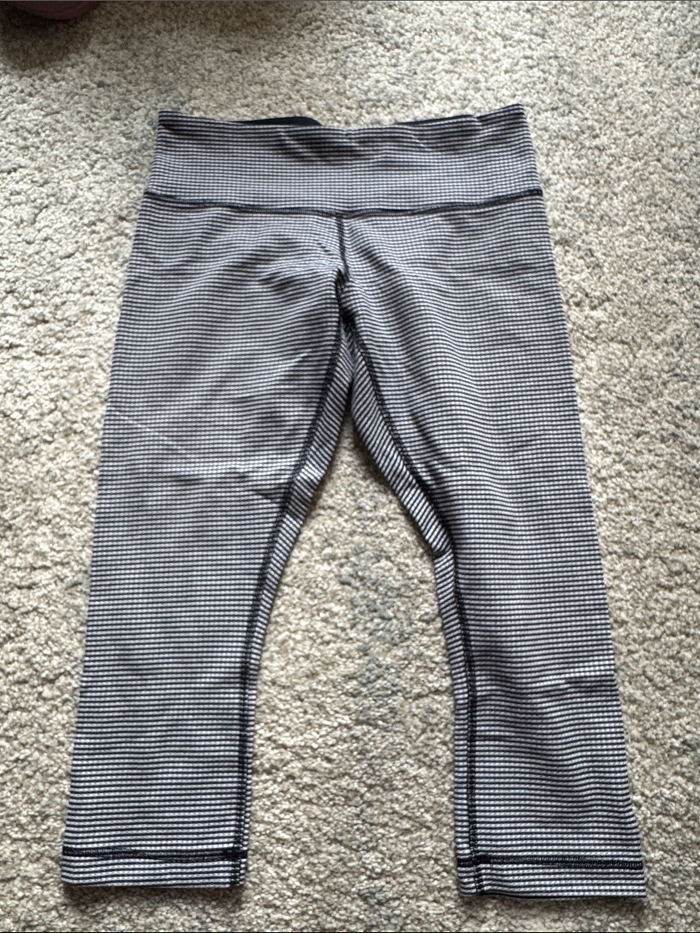 lululemon athletica Blue & White Striped Capri Leggings